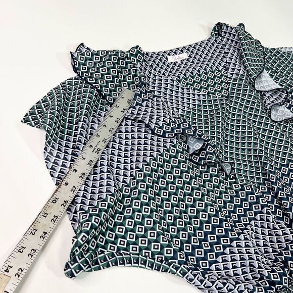 Parker Luisa Mini Dress Womens Medium Multicolor Geometric Print Flutter Sleeve - Picture 5 of 12